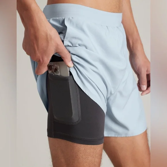 RHONE Men's 5” Extra Mile Lined Athletic Running Shorts in Color Arctic Blue - Picture 5 of 8